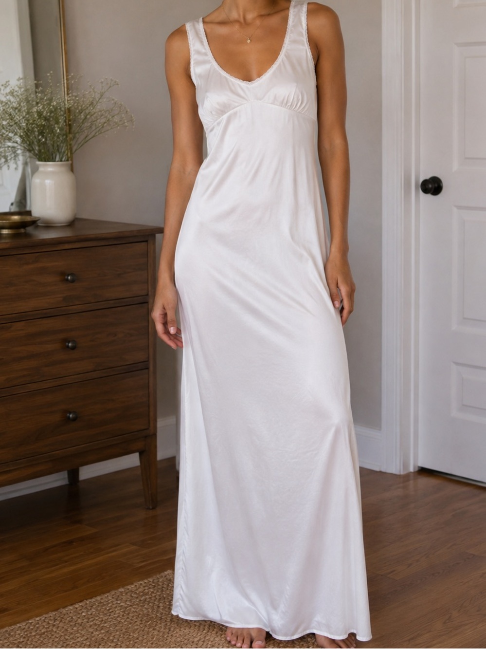 White Full Slip Dress